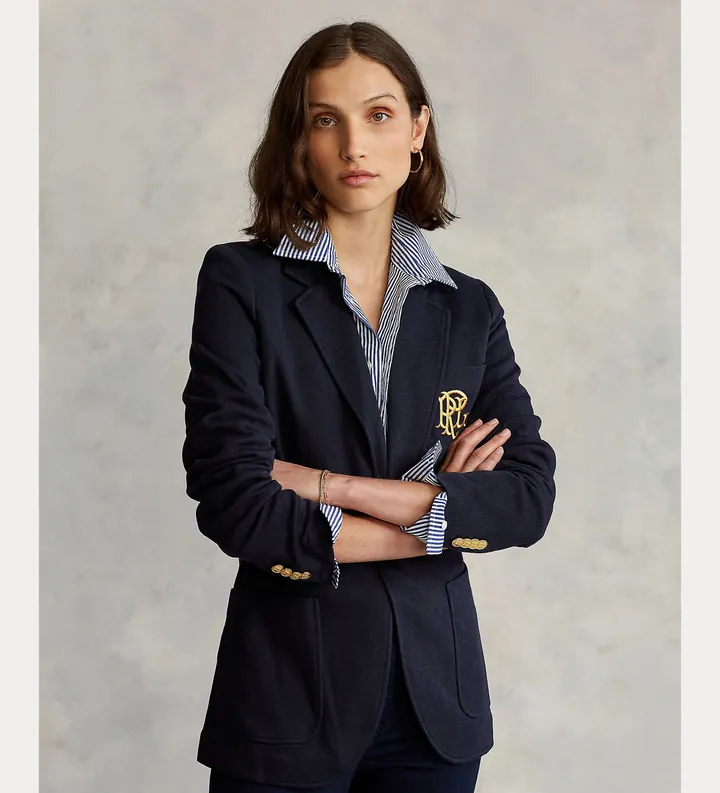 Polo Ralph Lauren para mujer. 211795348002 Blazer Active marino (36), Casual, Poliéster Reciclado, Sostenible