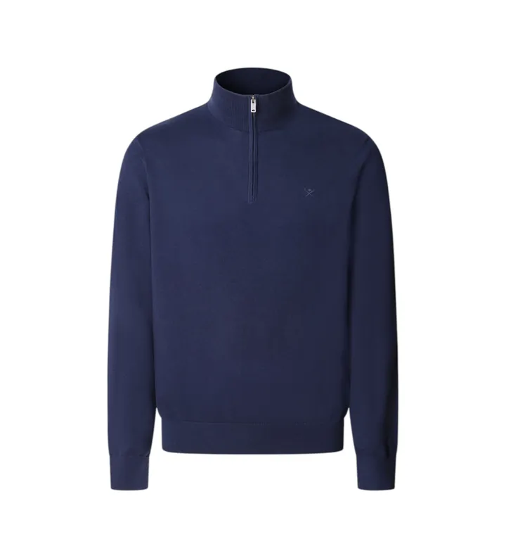 Hackett London para hombre. HM7000117 Jersey Essential Zip marino (M), Casual, Algodón