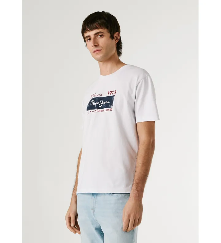 Pepe Jeans para hombre. PM5010361 Camiseta Grayson blanco (M), Casual, Algodón, Manga corta