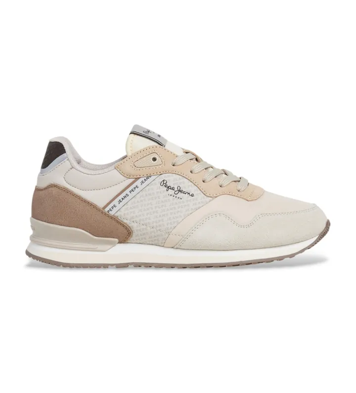 Pepe Jeans para mujer. PLS400007 Zapatillas London Logo beige (36), Piel, Plano, Cordones, Casual