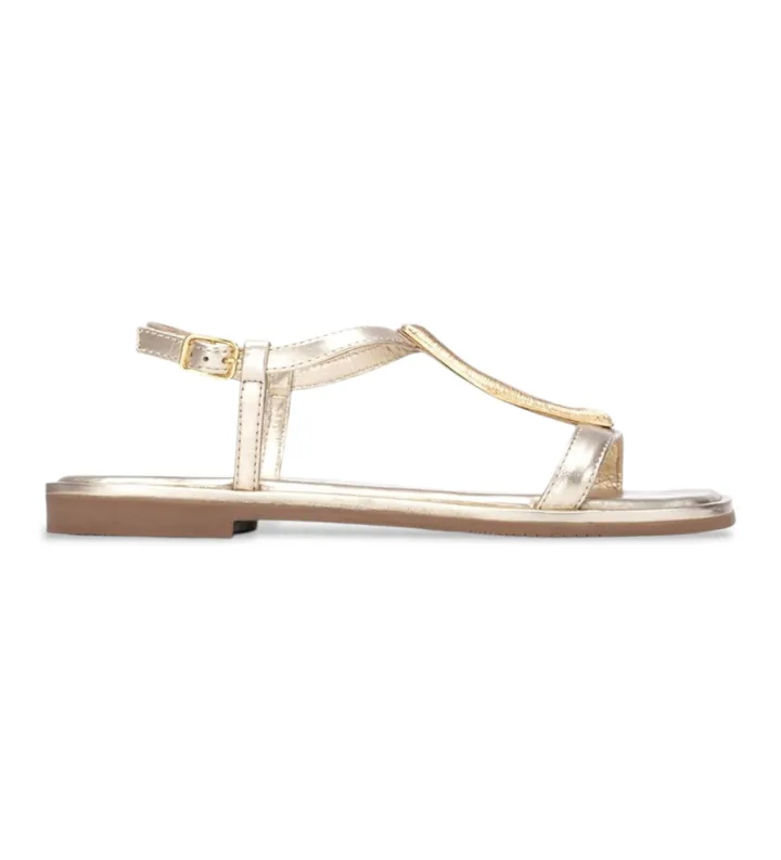 Carmela para mujer. 16329003-ORO Sandalias de Piel 163290 dorado (36), Plano, Hebilla, Casual, Clásico