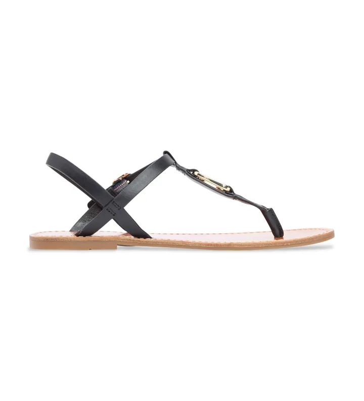 Tommy Hilfiger para mujer. FW0FW09127 Sandalias de Piel Leona negro (36), Plano, Hebilla, Casual