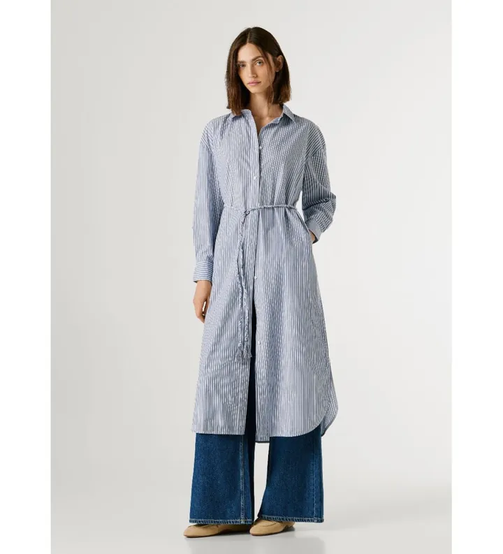 Pepe Jeans para mujer. PL9537786 Vestido Bali azul (S), Casual, Algodón, Manga larga