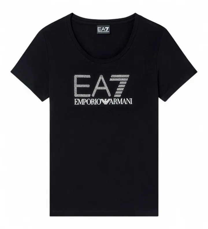 EA7 para mujer. 7W000536_AF10373 Camiseta Logo Series negro (L), Blanco, Casual, Algodón, Manga corta