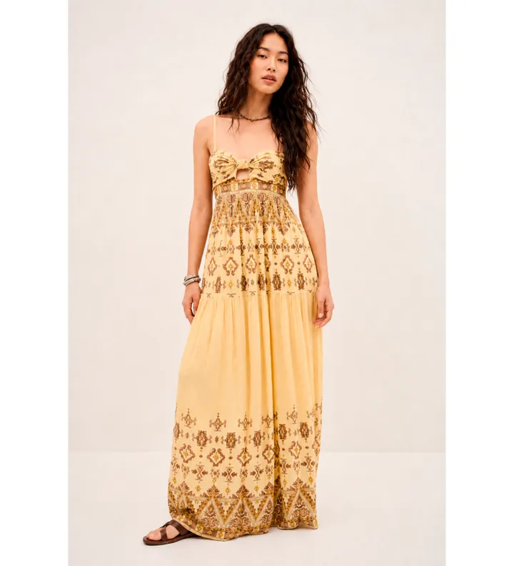 BA&SH para mujer. 1E26ZEMA Vestido Zema amarillo (34), Casual, Viscosa, Sin mangas / Tirantes