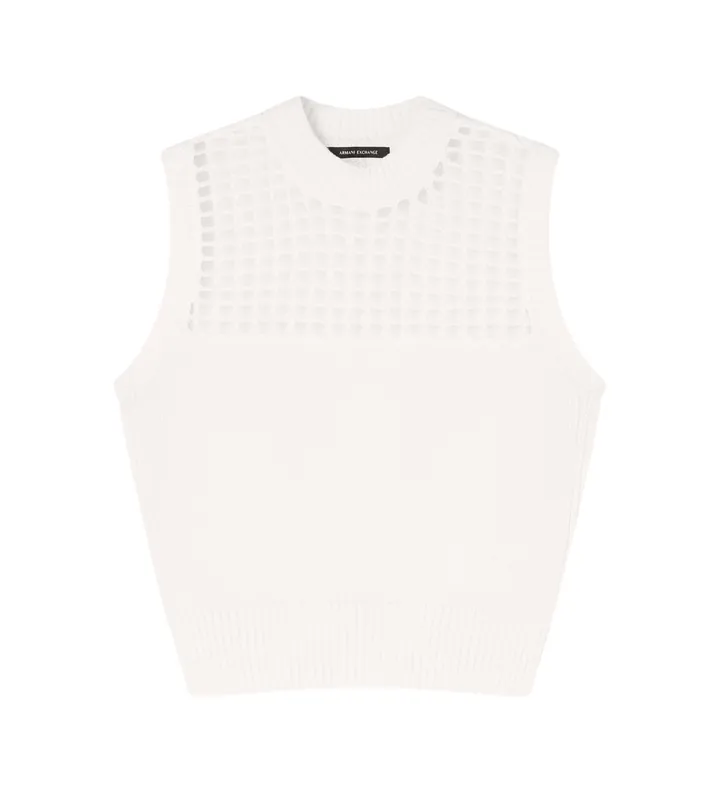 A|X Armani Exchange para mujer. XW001906AF21574U1003 Top De Punto Fino blanco (L), Casual, Algodón