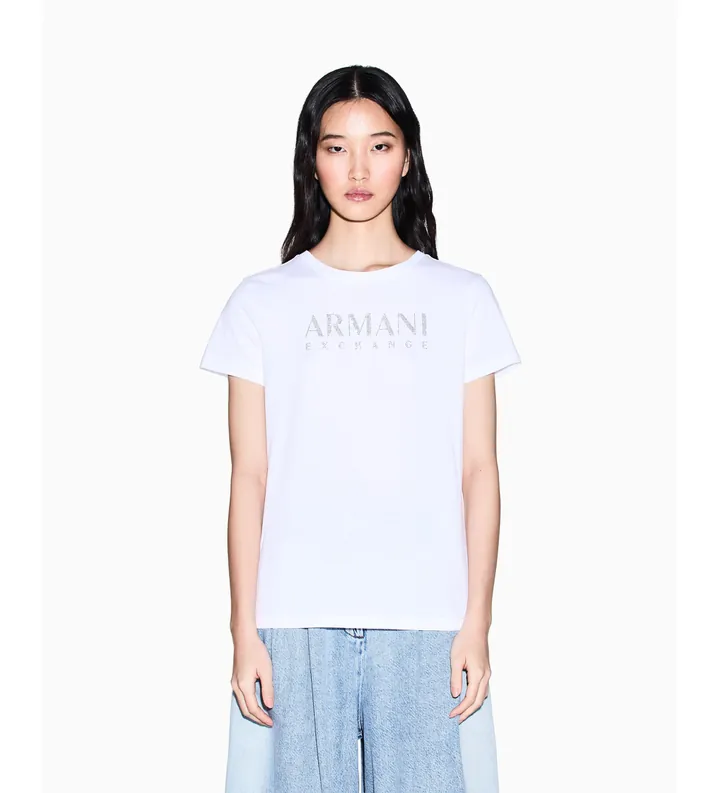 A|X Armani Exchange para mujer. XW002294AF17172U0002 Camiseta Elegance blanco (L), Casual, Algodón, Manga corta