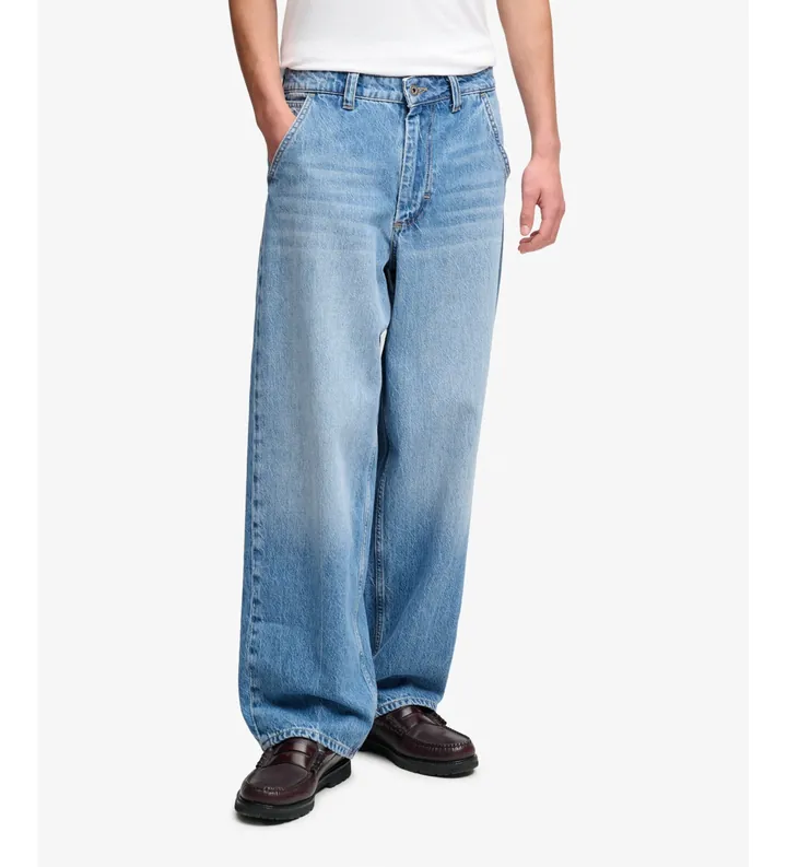 Superdry para hombre. M7011450A Vaqueros Oversized Rigid Washed azul claro (28/32), Casual, Algodón, Denim