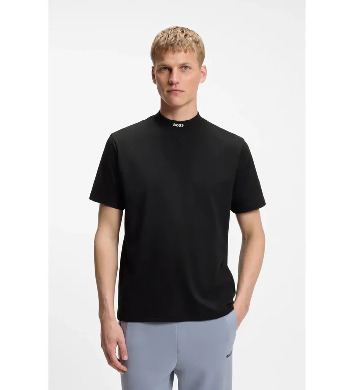BOSS para hombre. 50562120 Camiseta Collar negro (L), Casual, Algodón, Manga corta