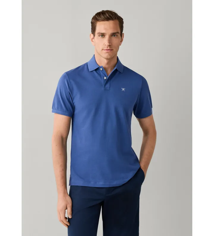 Hackett London para hombre. HM5600203 Polo Slim Fit Logo azul (L), Casual, Algodón, Clásico, Manga corta