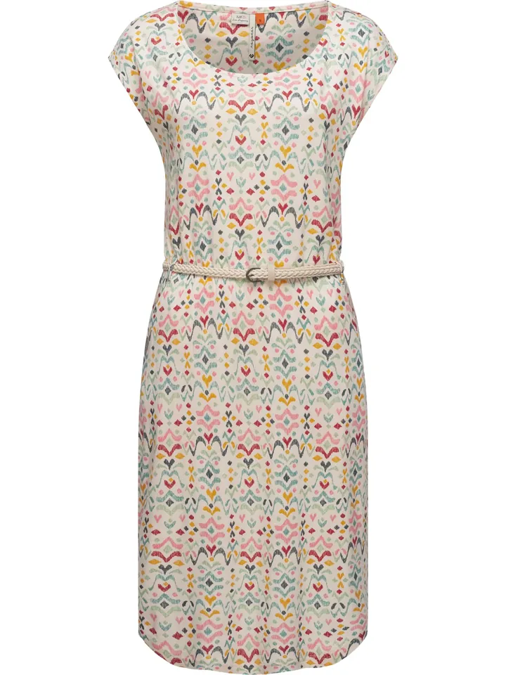 Ragwear Vestido 'Lilithe Ikat' beige / mostaza / petróleo / rojo cereza