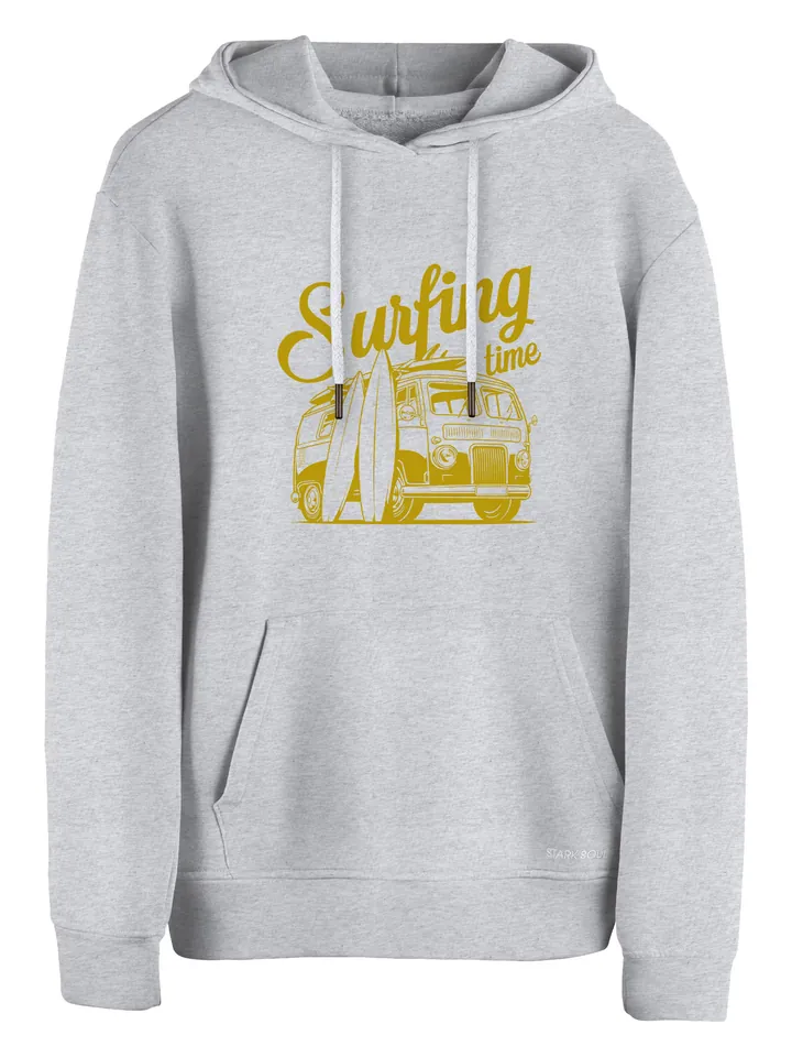 Cotton Prime Sudadera 'Surf Time - Urlaub & Meer'  gris claro / oliva