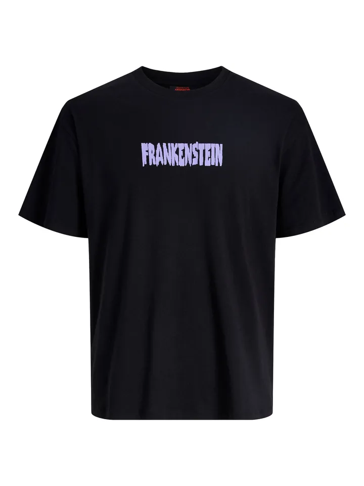 JACK & JONES Camiseta  lavanda / negro / blanco