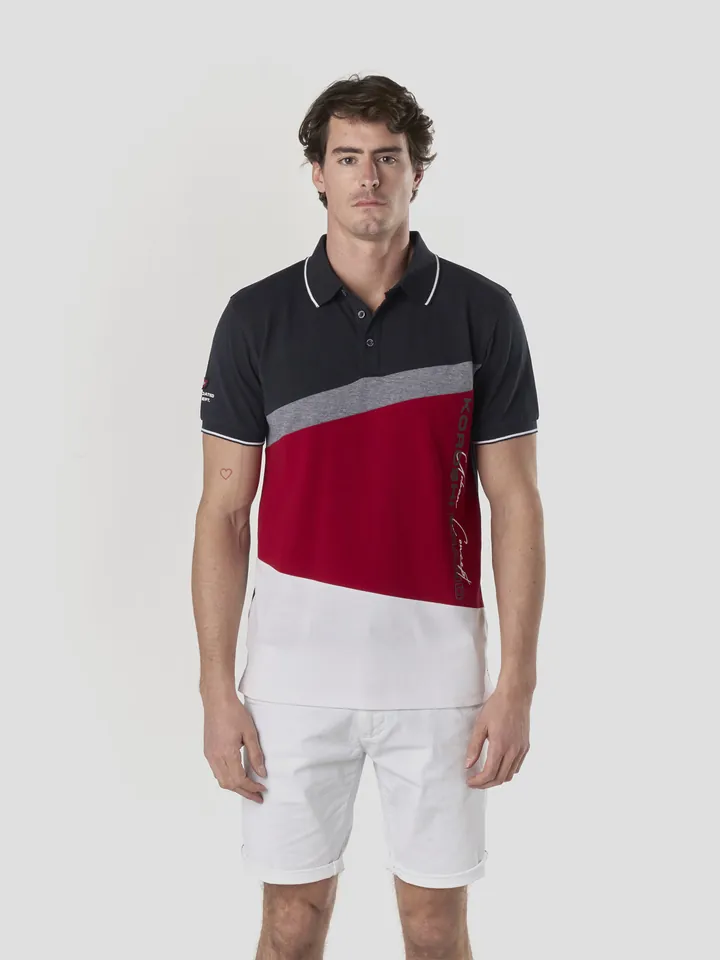 KOROSHI Camiseta navy / gris / rojo / blanco