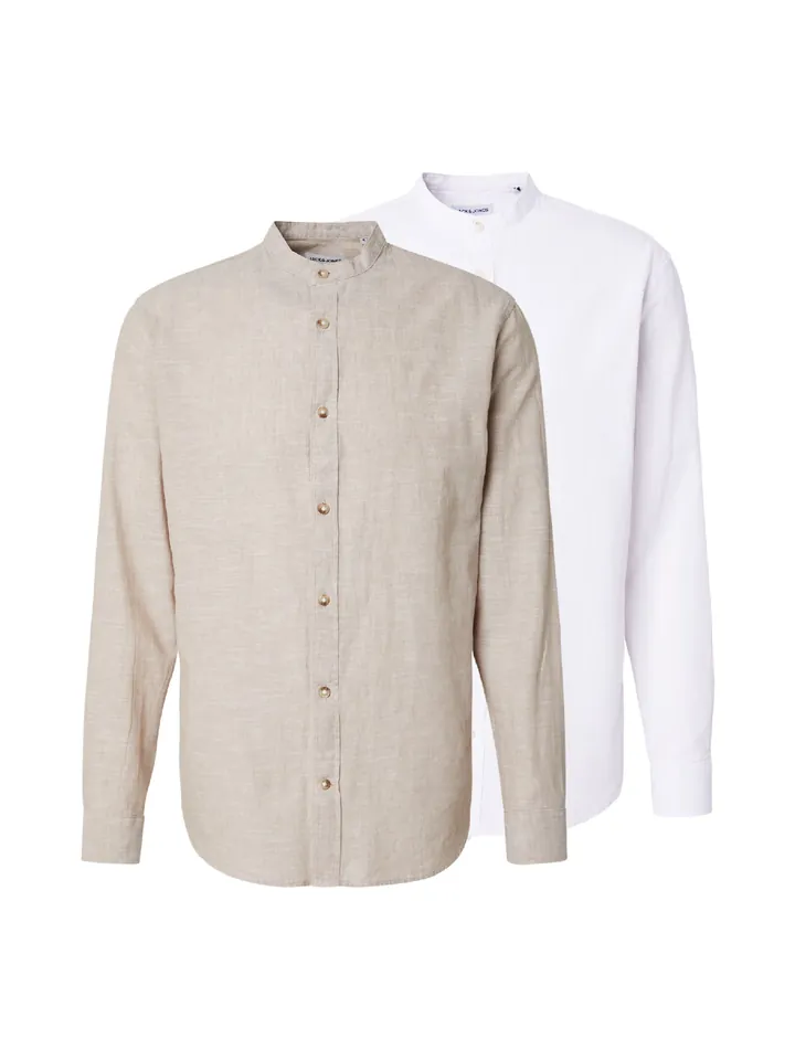 JACK & JONES Camisa 'JJESUMMER' gris moteado / blanco