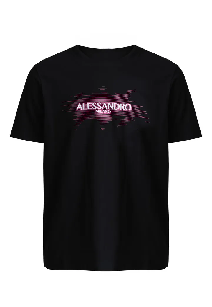 Alessandro Zavetti Camiseta 'VIZARI' lila / negro / blanco