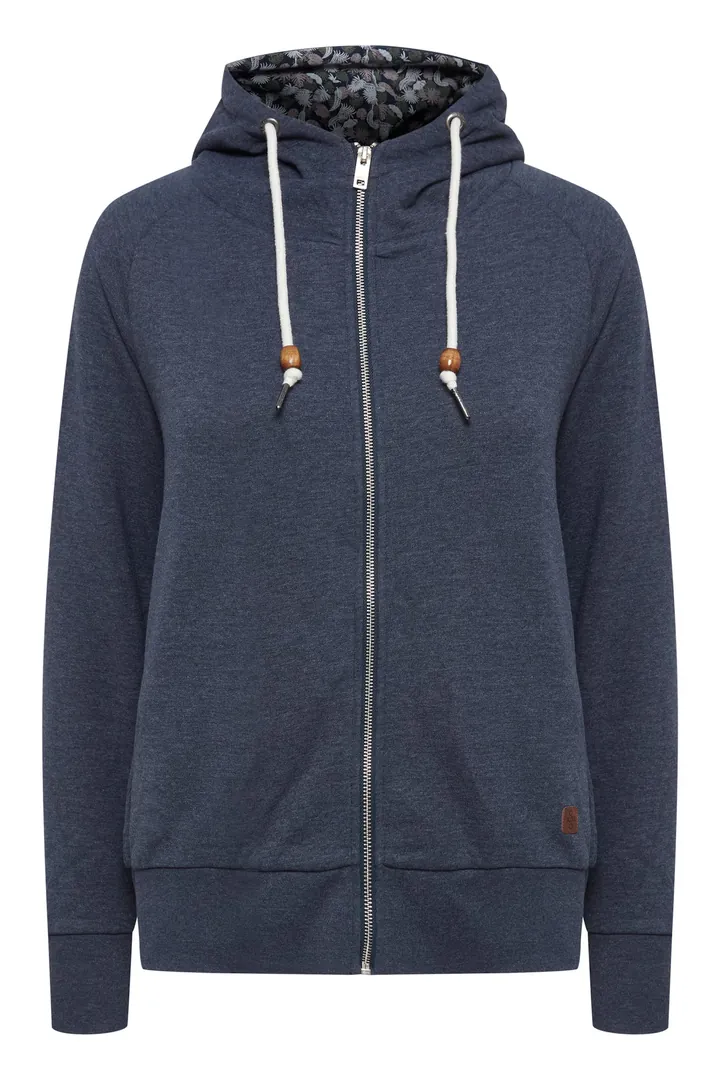 Oxmo Sudadera con cremallera 'ULLA'  azul oscuro / marrón