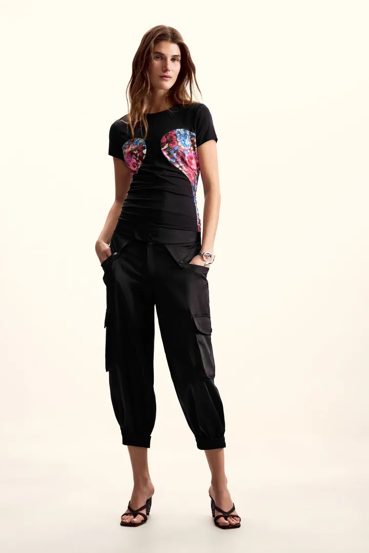 Desigual, Camiseta diseñada por M. Christian Lacroix, Mujer, Poliester, Negro, L