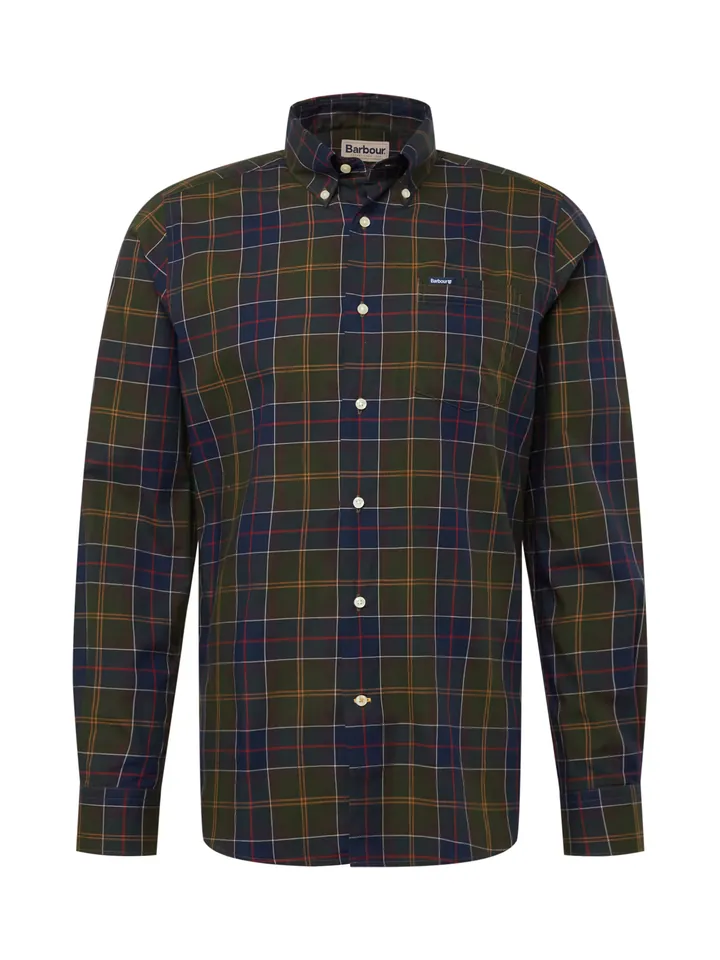 Barbour Camisa 'Wetheram' marino / cognac / oliva / blanco