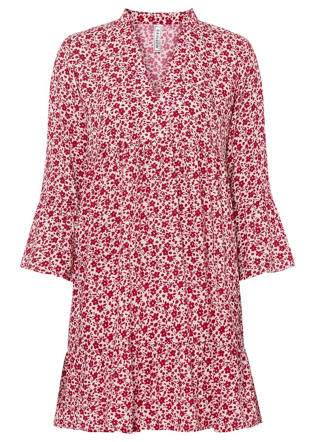 Minivestido de viscosa fluida con volantes