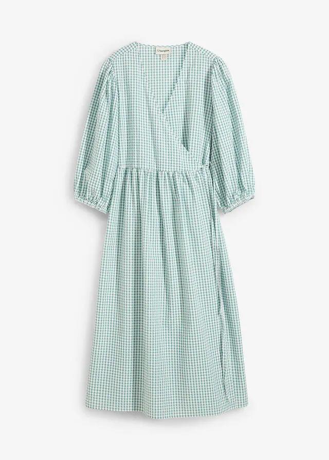 Vestido cruzado de algodón seersucker de algodón puro