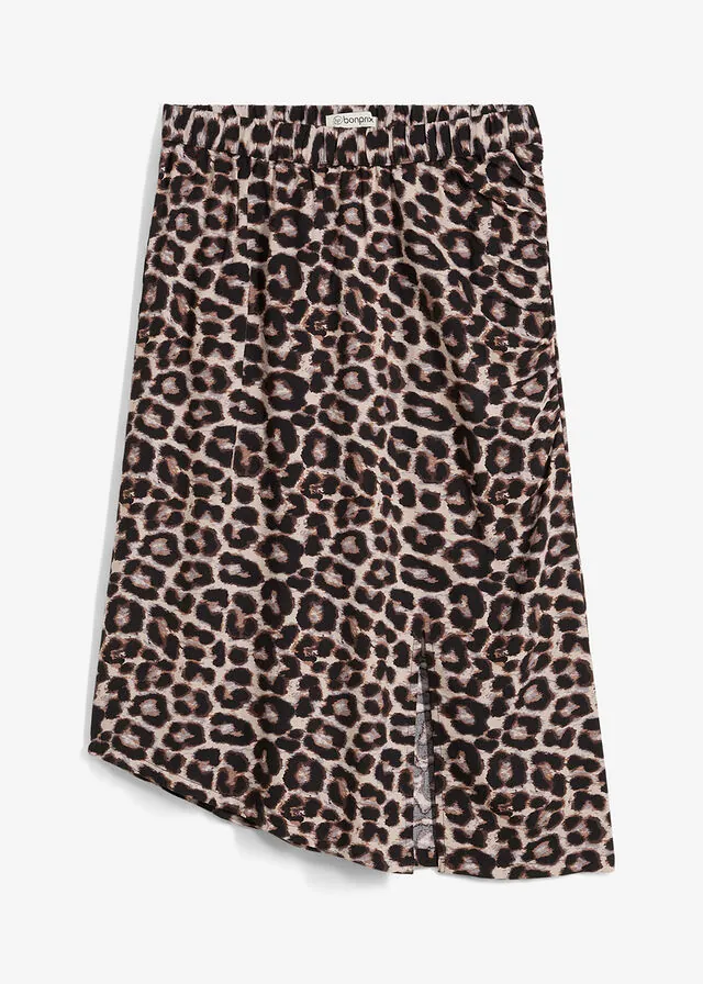 Falda de viscosa suave con estampado de leopardo