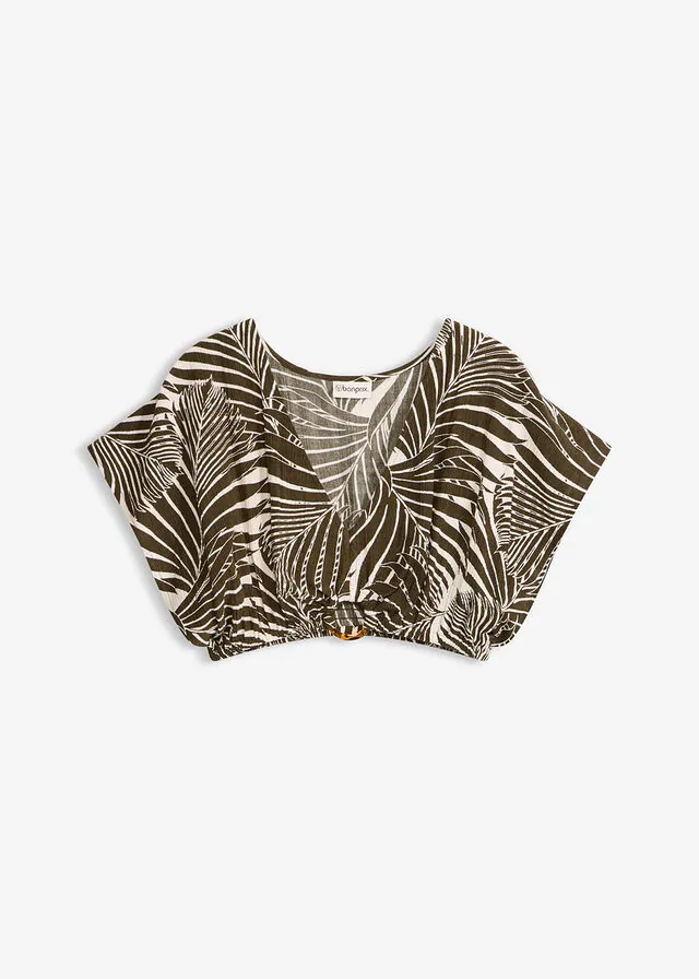 Blusa corta de playa de tejido arrugado estructurado