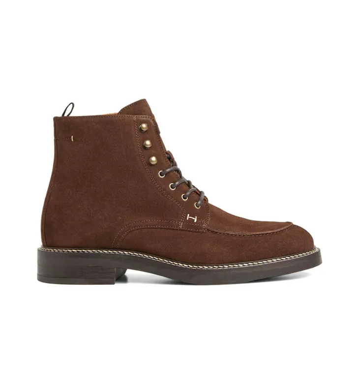 Hackett London para hombre. HMS21308 Botines Egmont marrón (42), Piel, Plano, Cordones, Casual