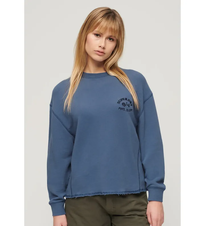 Superdry para mujer. W2012072A Sudadera Athletic Essential azul (S), Casual, Algodón, Manga larga