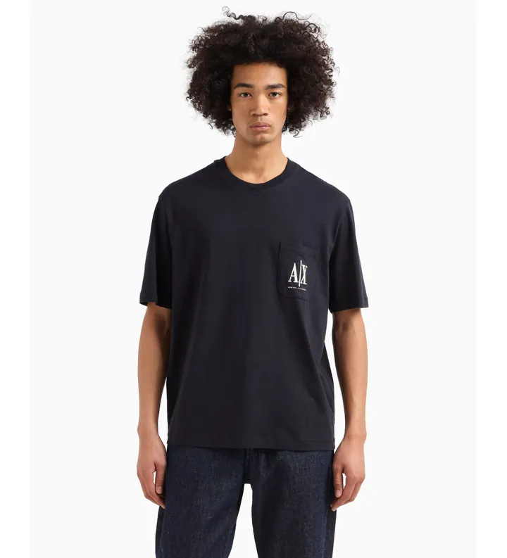 A|X Armani Exchange para hombre. XM000366AF12308UB101 Camiseta Relax marino (S), Casual, Algodón, Manga corta