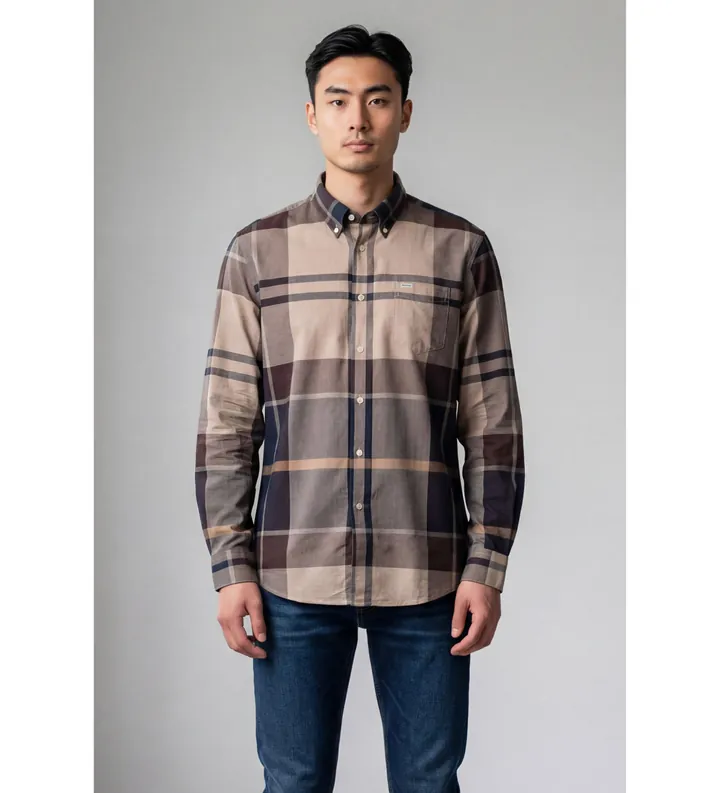 Barbour para hombre. MSH5382 Camisa Bearpark beige (XL), Casual, Algodón, Manga larga