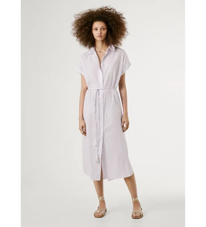 Pepe Jeans para mujer. PL953762 Vestido Linda rosa claro (L), Casual, Algodón, Manga corta