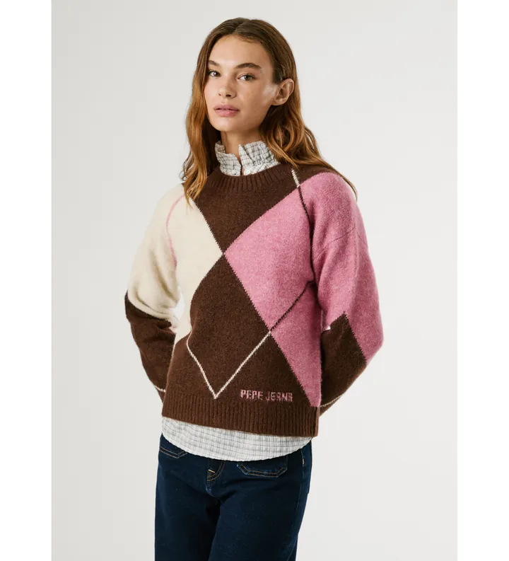 Pepe Jeans para mujer. PL7000037 Jersey Cecily marrón (L), Casual, Acrílico