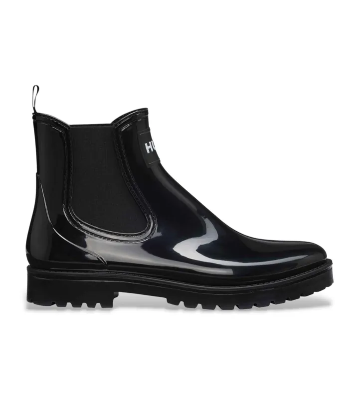 HUGO para mujer. 50498397 Botas de agua estilo Chelsea negro (38), Plano, Ninguno, Casual, Impermeable