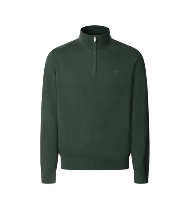 Hackett London para hombre. HM7000117 Jersey Essential Zip verde (L), Casual, Algodón