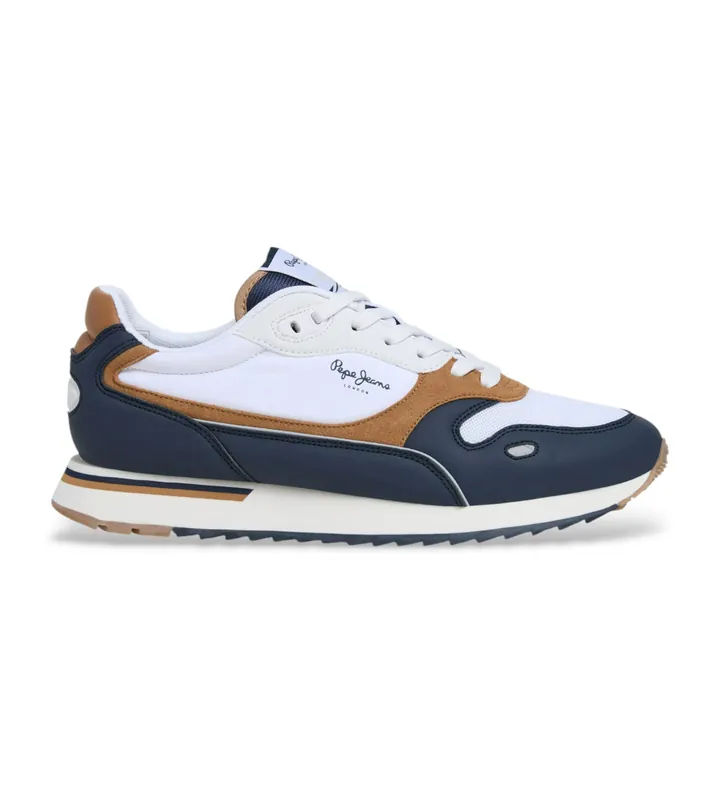 Pepe Jeans para hombre. PMS400034 Zapatillas Bexley Road blanco (43), Tela, Plano, Cordones, Casual