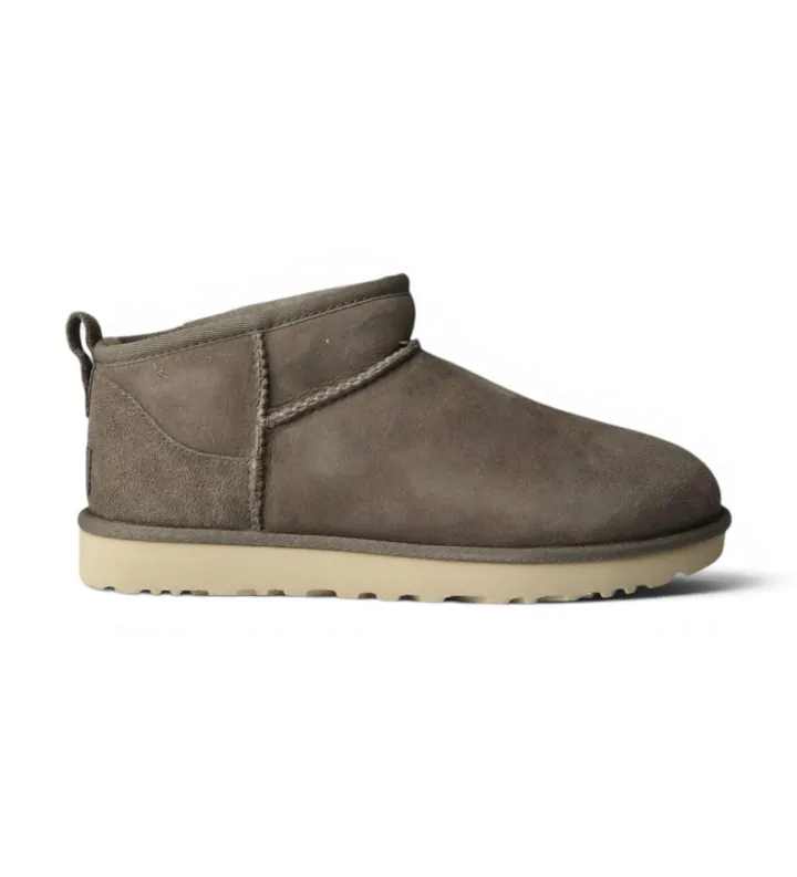 UGG para mujer. 1116109 Botines de Piel Classic Ultra Mini marrón verdoso (36), Plano, Ninguno, Casual