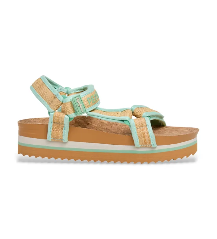 Pepe Jeans para mujer. PLS900027 Sandalia Umber verde (36), 3 a 5cm, Velcro, Casual