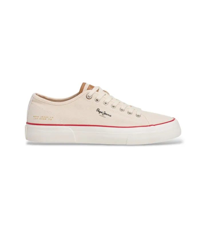 Pepe Jeans para hombre. PMS300017 Zapatillas Taylor Original beige (40), Tela, Plano, Cordones, Casual