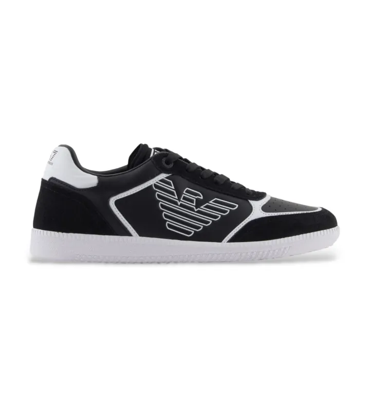 EA7 unisex. 7X000405_AF19826 Zapatillas De Piel Heritage Eagle Negro (35 1/3), Plano, 1 a 3cm, Cordones, Casual, Deportivo