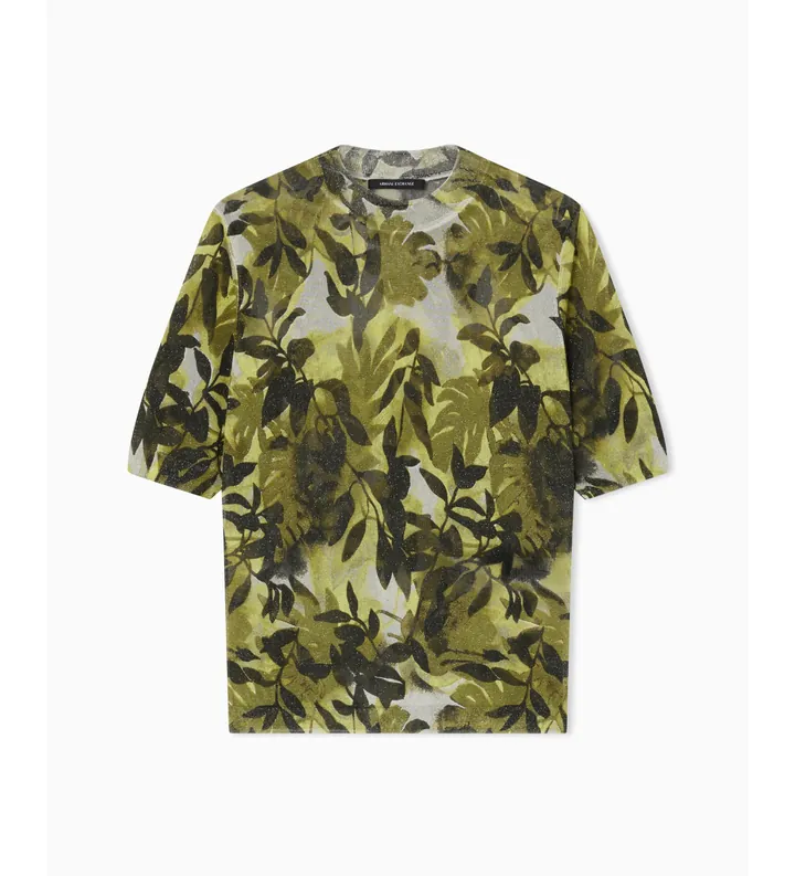 A|X Armani Exchange para mujer. XW001909AF21576F7137 Camiseta con estampado Ibiza verde (L), Casual, Viscosa, Manga corta