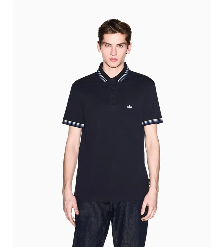 A|X Armani Exchange para hombre. XM002326AF13026UB101 Polo Classic Breathable marino (L), Casual, Algodón, Manga corta