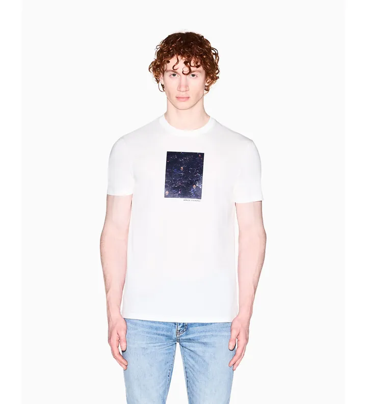 A|X Armani Exchange para hombre. XM002514AF10356U0009 Camiseta Gráfica blanco (L), Casual, Algodón, Manga corta