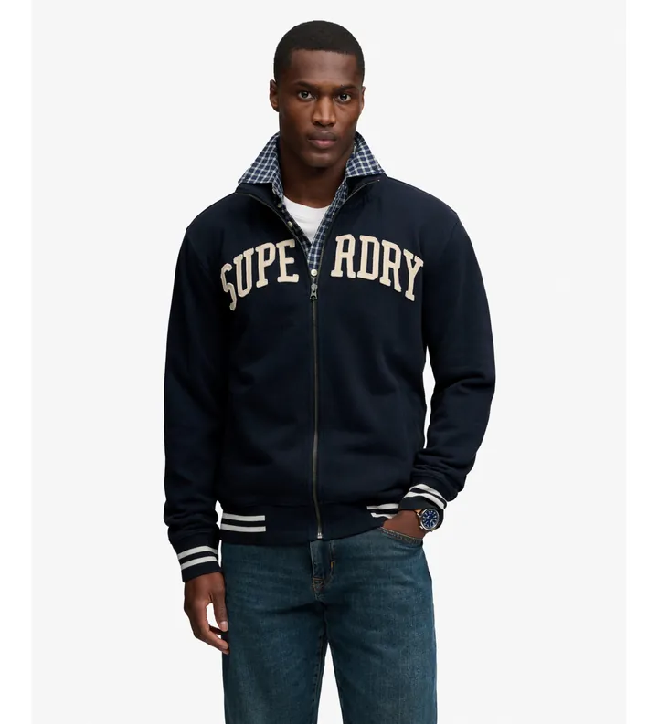 Superdry para hombre. M2014481A Chaqueta Vintage Athletic marino (L), Casual, Deportivo, Algodón, Manga larga