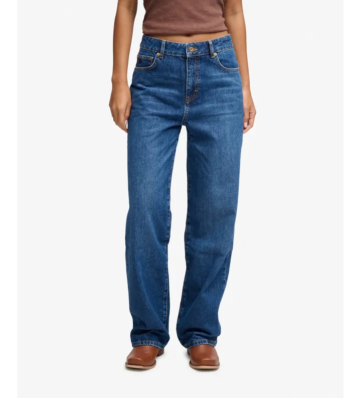 Superdry para mujer. W7011262A Jeans High Rise Wide Leg Jean azul (24/30), Casual, Algodón, Denim