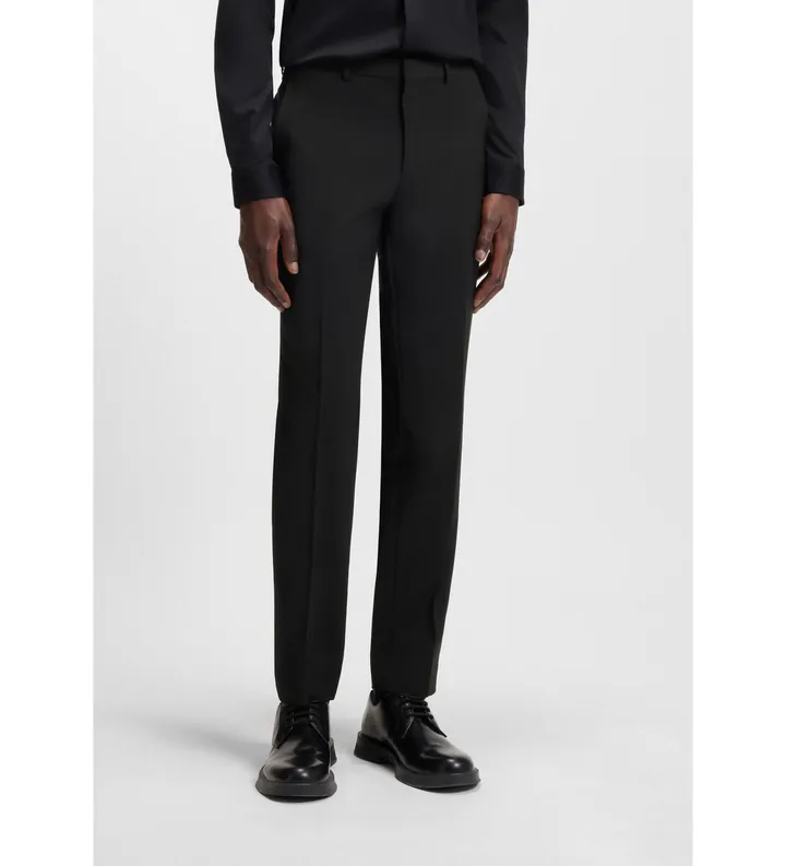 HUGO para hombre. 50540306 Pantalón Hesten253X negro (44), Casual, Fiesta, Lana, Clásico