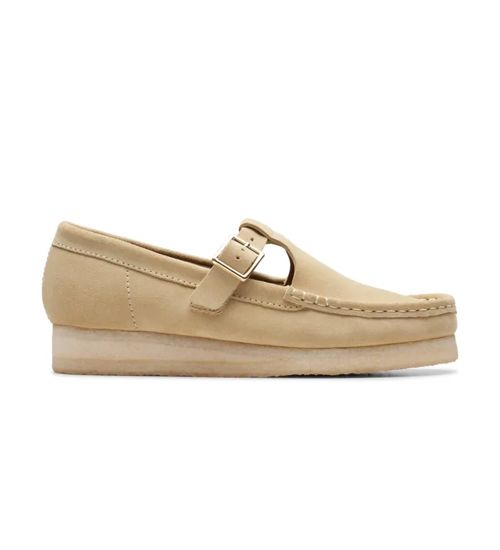 Clarks para mujer. 26175665 Zapatos de piel Wallabee T Bar beige (37.5), 1 a 3cm, Ante, Hebilla, Casual