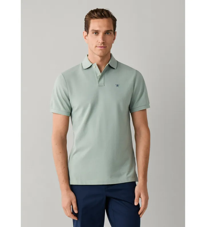 Hackett London para hombre. HM5600203 Polo Slim Fit Logo verde (L), Casual, Algodón, Clásico, Manga corta