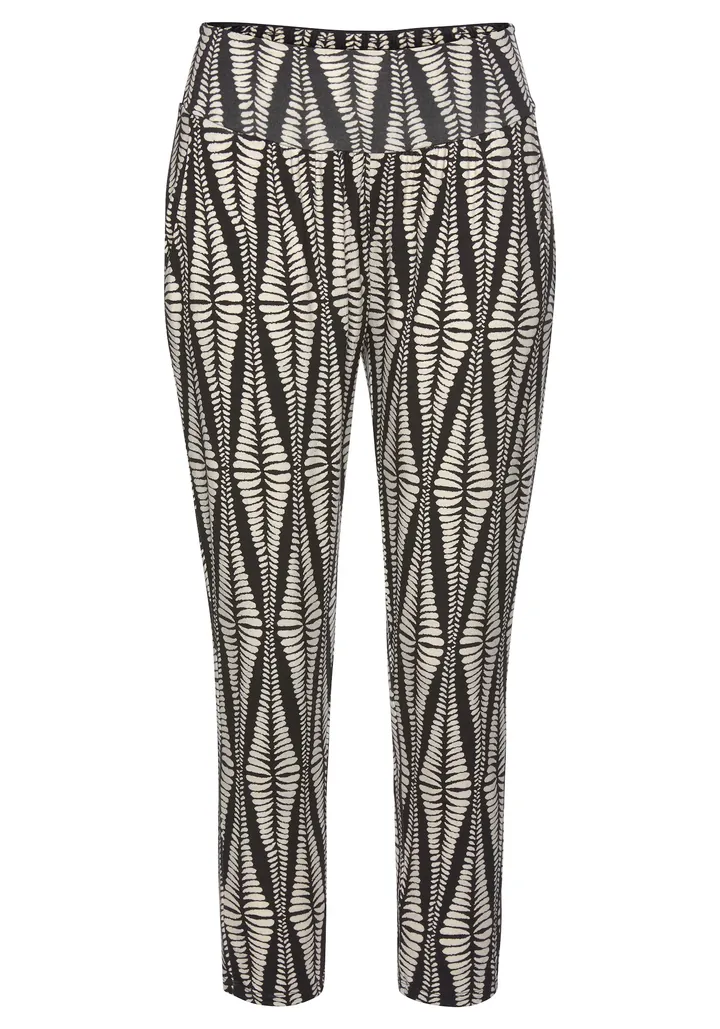 LASCANA Pantalón 'Grafik' beige / negro