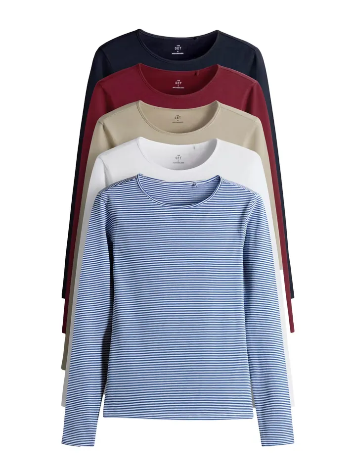 The Set Camiseta navy / azul claro / capuchino / borgoña / blanco